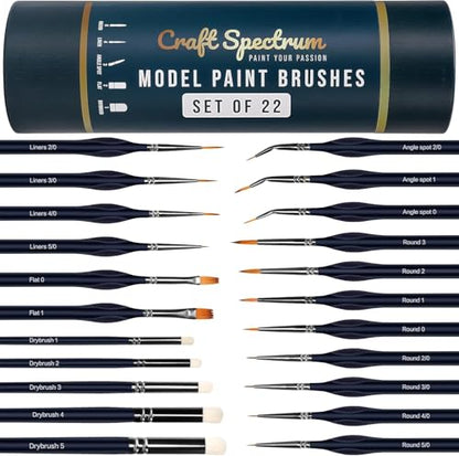 22pc Miniature Paint Brushes & Brush Case, Model Paint Brushes & Drybrush | Paintbrushes For Acrylic Paint, Brush Case, Miniature Brushes, Dry Brush Set, Paint By Numbers Brushes, Model Paintbrush Set