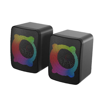 1 Pair Computer Speakers with Subwoofer, USB Powered Speakers with 3.5mm Aux Input, Wired RGB Stereo Speaker for Desktop PC Monitor, Gaming Desk Accessories