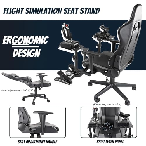 Gazzyt Removable Flight Simulator Cockpit with Gray Seat Fits for Logitech/Thrustmaster X52 X52PRO X56,Racing Wheel Hotas Warthog T16000M Not Included Pedals, Joystick and Throttle