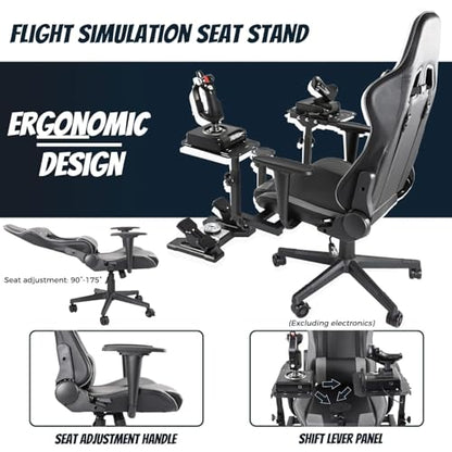 Gazzyt Removable Flight Simulator Cockpit with Gray Seat Fits for Logitech/Thrustmaster X52 X52PRO X56,Racing Wheel Hotas Warthog T16000M Not Included Pedals, Joystick and Throttle
