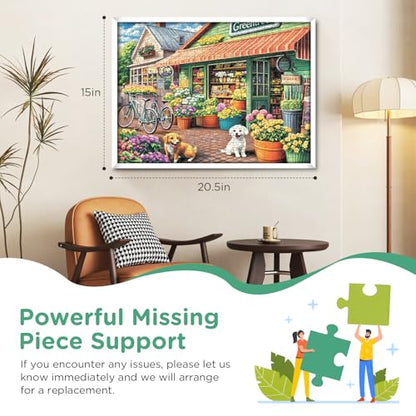 Jigsaw Puzzles for Adults 500 Pieces, Puppy Flower Shop Puzzles 500 Pieces, Challenging Yet Relaxing Jigsaw Puzzle Game for Adults, Glossy Sturdy Vibrant Puzzle Great Gift for Family Friends - style: Flower Shop