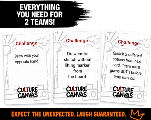 CP TIME Culture Canvas Drawing Party Game Celebrating Black Culture, 300+ Cards, 7 Categories, with Whiteboard, Markers, and Sand Timer, for Ages 8 and up