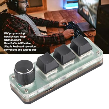 Mini Mechanical Keyboard, Programmable USB Macro Pad, RGB Backlight Gaming Keypad with DIY Programming and Knob Control