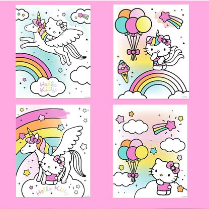 Hello Kitty Aqua Art Pad, 4 Art Pages, On The Go Reusable Water-Reveal Activity Pad, Mess Free Arts and Crafts, Paint with Water Brush Set, Kids Toys, Sanrio Stuff, Hello Kitty Craft Kits for Kids 3+ - style: Hello Kitty