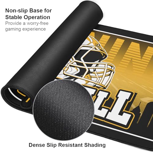 Football Desk Mat, Large Stitched Edges Gaming Mouse Pad, Yellow Black City Design Keyboard Mat for Laptop Computer Desktop - 31.5x12 Inch for Football Fans - color: Yellow Black Football