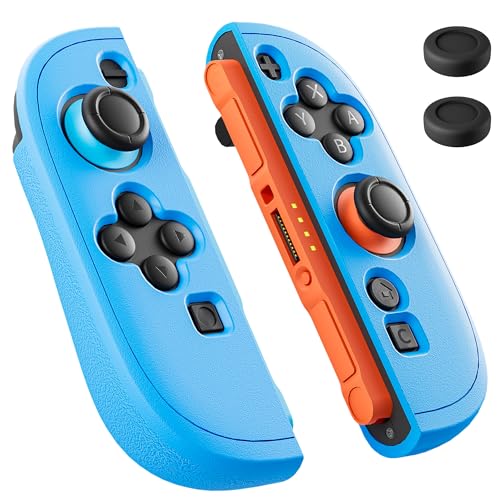 PAWDIARY [2 Pieces Switch 2 Controller Case Silicone Softshell, Anti-slip Switch 2 2025 Grip Cover Protector and 2 Thump Caps, Ergonomic Comfort Handheld Controller 2 Skin - Blue - color: Blue-Blue