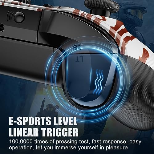 Xexvyrin Wireless for X-Box Controller, Compatible with X-Box One X|S, Series PC, Special Edition Custom Controller 6-Axis Motion Control/3.5mm Audio Jack/Dual Vibration/Macro Function/Turbo（white brown）