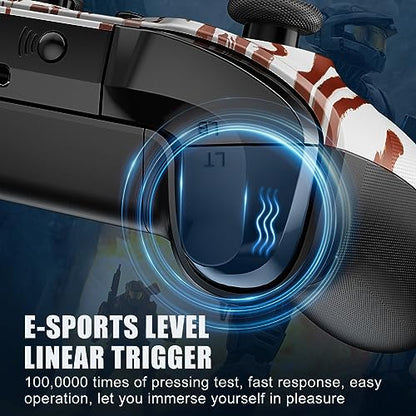 Xexvyrin Wireless for X-Box Controller, Compatible with X-Box One X|S, Series PC, Special Edition Custom Controller 6-Axis Motion Control/3.5mm Audio Jack/Dual Vibration/Macro Function/Turbo（white brown）