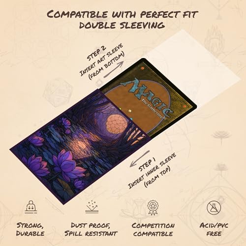 Stained Glass Black Mana - MTG Card Sleeves, 104ct, Standard Size | Perfect for Double Sleeving, Smudge Resistant Matte Back, Standard 66x92mm - Compatible with Magic The Gathering & TCG Cards - color: Black Mana
