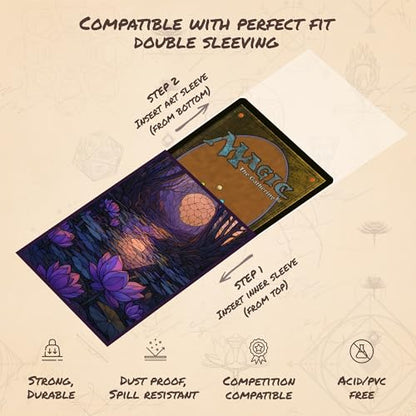 Stained Glass Black Mana - MTG Card Sleeves, 104ct, Standard Size | Perfect for Double Sleeving, Smudge Resistant Matte Back, Standard 66x92mm - Compatible with Magic The Gathering & TCG Cards - color: Black Mana