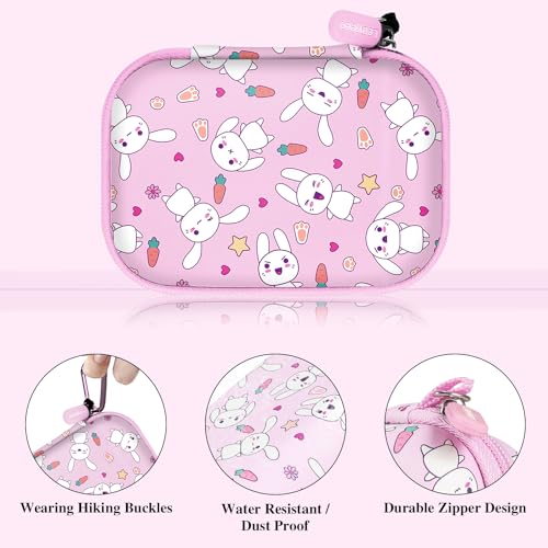 Leayjeen Kids Camera Case for Goopow/Mgaolo Kids Camera-Pink Rabbit | Fits CIMELR/Seckton/OZMI Kids Toy Cameras and Children Digital Camera,Shockproof Water-Resistant Hard EVA Shell(Case Only) - color: Pink Bunny