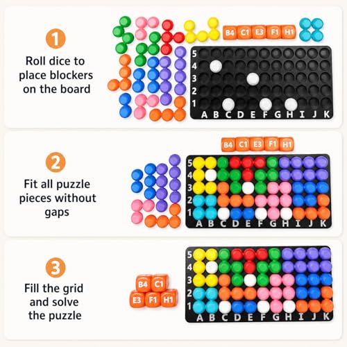 Genius Noodle — 2-Player Ball Puzzle Race | Roll 5 Dice, 7,776 Unique Challenges, 100% Solvable | 2 Boards, 2 Sets of 14 Colorful Noodle Pieces | STEM Brain Teaser for Kids Ages 6+, Family Game Night