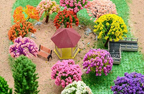 29pcs Mixed Model Trees, 1.5-4.8 inch(4-12 cm), OrgMemory Fruit Trees, Ho Scale Trees, Model Train Scenery, Architecture Trees, Flower Trees with No Bases - style: 29pcs flower trees