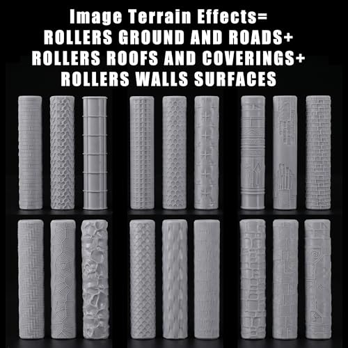 6 Pcs Texture Rollers for Modeling Clay & Miniatures - Roofs & Coverings Patterns (Shingles, Thatch, Tiles) for Dioramas, Tabletop RPG Terrain & Hobby Crafting - color: Amr03 B