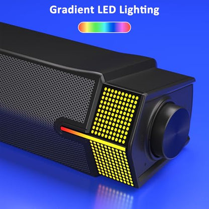 Jeecoo M20 Bluetooth Computer Speakers for PC Desktop Monitor, Gaming PC Sound Bar - Wired USB-Powered, Superb Stereo Sound, with Gradient RGB Lighting - Combine/Separate to Customize Your Desk