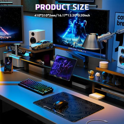 ATTACK SHARK CM05SE Glass Gaming Mouse Pad for FPS & Esports, Nano-Etched Tempered Glass Surface,Ultra-Smooth Low Friction Hard Mousepad,Waterproof Large Desk Mouse Mat for PC Setup,Black Contour - color: Black Contour