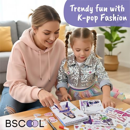 Kpop Sticker Book – Girls Fashion Design Activity for Kids | Dress up K-Pop singers with stickers and style guides; creative performance fashion fun for girls ages 5 and up. - color: Sticker Dress Up - Kpop