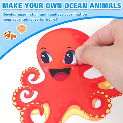 42 Sheets Ocean Animal Make-a-Face Stickers for Kids | Sea Creature Mix ’n Match Crafts for Party Favors & Classroom Activities - style: Ocean Animals
