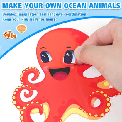 42 Sheets Ocean Animal Make-a-Face Stickers for Kids | Sea Creature Mix ’n Match Crafts for Party Favors & Classroom Activities - style: Ocean Animals