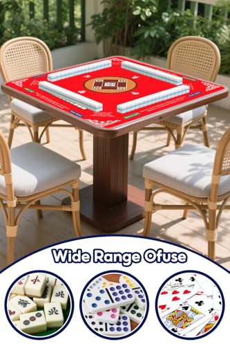 Mahjong Mat with Rule, 31.5x31.5Inch American Mahjongg Table Mat (Red) | Anti-Wrinkle&Foldable Neoprene Mahjongg Travel Mat for Table with Learning Rule, Anti-Slip Noise Reduction Includes Carry Bag - color: Red