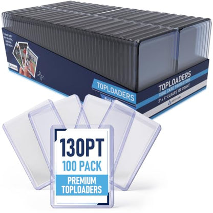 Premium Seamless 20PT - 360PT Thick Top Loaders for Cards | Top Loader Card Holder, Baseball Card Sleeves Hard Plastic, Hard Trading Cards Sleeves, TCG Sports Sleeve Hards, Toploader Clear Plastic. - style: 130PT - 100 Count