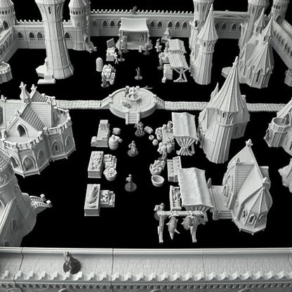 Miniature Game Market Stalls - 25mm Scale Unpainted TTRPG Merchant Tent Scenery, 4-Piece Fabric Awning Map Props for Dungeons and Dragons Wargame - Market Stall Awning (AF1104 P) - color: Af1104 P Market Stall Awning