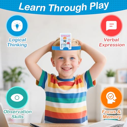 Headbands Game for Kids – Guessing Board Game to Boost Vocabulary, Critical Thinking, and Social Skills – Quick Question Family Game Night for 2–4 Players – Travel-Friendly Fun (Career Theme) - style: Career