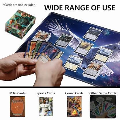 Strong Magnet Card Case Deck Box Mtg Card Box Playing Card Box Deck Box Tcg Up to 200 Cards Creative Pattern Trading Card Storage Box for Collectible Card Games, Green Frog Guitar Mushrooms - color: Green Frog Guitar Mushrooms