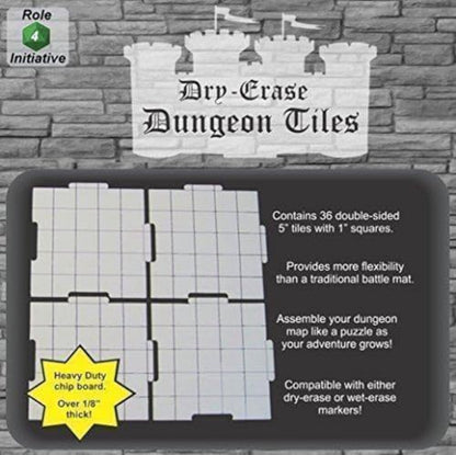 Role 4 Initiative Dry Erase Hexagon Dungeon Tiles - Pack of 33 Six Inch Tiles