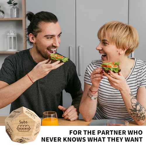 Food Dice, 12-Sided Dinner Decision Dice for Date Night Couples | Choose meals, restaurants or takeout with every roll; great gift for him, her, couples, birthdays & holidays. - style: Food Dice