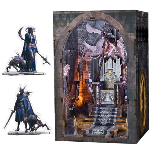 MiniCity Book Nook Kit - DIY Miniature House Kit for Adults and Teens, Dollhouse Booknook Tiny House Model Build Bookshelf Decor, Gifts for Family, Friends (Throne of Bones) | 4.5 x 4.5 x 7.1 in; 88-piece DIY kit with LED lighting; glue/tools included; 2-