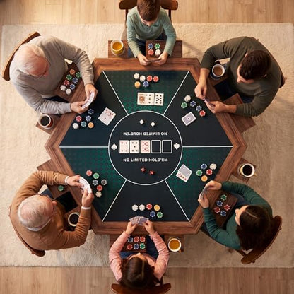 LAUSAINT HOME Hexagon Poker Table Top Mat, No Crease EVA Poker Mat for Board Game Table Cover Layout Design, 6-8 Players Folding Portable Gaming Table Top, Texas Hold'em Blackjack, Casino, Card Game - size: Hexagon