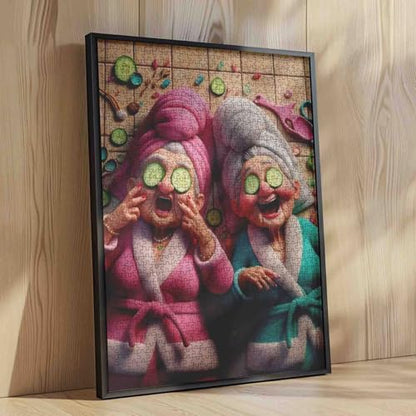 Old Woman Doing Maintenance Jigsaw Puzzles 1000 Piece for Adult Grandma Lady Love Beauty Puzzles Family Activity Perfect for Game Night Intellectual Decompressing Fun Family Game - color: Old Woman-a08