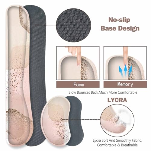 ToLuLu Extended Gaming Mouse Pad, Ergonomic Keyboard Mouse Wrist Rest Set | Large Desk Mat with Stitched Edges, Memory Foam Support Non-Slip Base Mousepad for Home Office Game Study, Gold Art Style - color: Gold Art Style