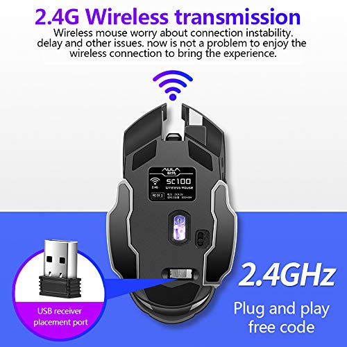 AULA SC100 Silent White Wireless Mouse Rechargeable, RGB LED Backlit, DPI Adjustable, 2.4G Wireless Optical Computer Gaming Mice with USB Receiver, Punk Cool Mouse for Office/Games - color: 2.4G (White)