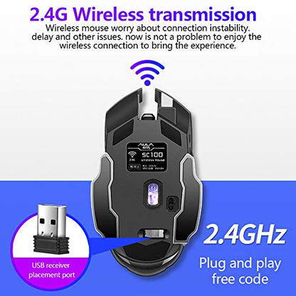 AULA SC100 Silent White Wireless Mouse Rechargeable, RGB LED Backlit, DPI Adjustable, 2.4G Wireless Optical Computer Gaming Mice with USB Receiver, Punk Cool Mouse for Office/Games - color: 2.4G (White)