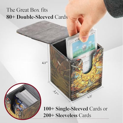 Card Deck Box for MTG Card Storage Box Holds 100 Plus Single Sleeved Cards with Trading Cards Games TCG Yugioh etc. (Yellow) - color: Yellow