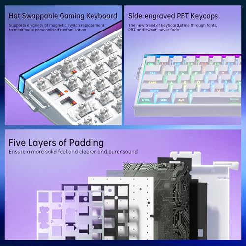 Aula Hero 68 HE 60% Gaming Keyboard Wired, Hall Effect Magnetic Switch Keyboard with Adjustable Actuation, Fast Trigger Mode, 8K Hz Polling Rate, 0.125ms Latency,Side Printed PBT Keycaps, RGB Backlit - color: White