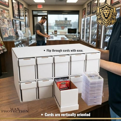 Max Protection Graded Card Penthouse Storage Box System - Trading Card Storage Cabinet with 10 Drawers - Holds 6,000 Card Saver 1 or 600 Graded Cards - Stackable Organizer for Collectible Cards