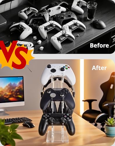 Controller Stand 3 Tiers , Universal Controller Holder Headphone Stand, Headset Holder, Acrylic Controller Display Stand Compatible with Xbox, PS5, PS4, NS - Ideal Desk Mount for Gamers,Transparent - color: Transparent