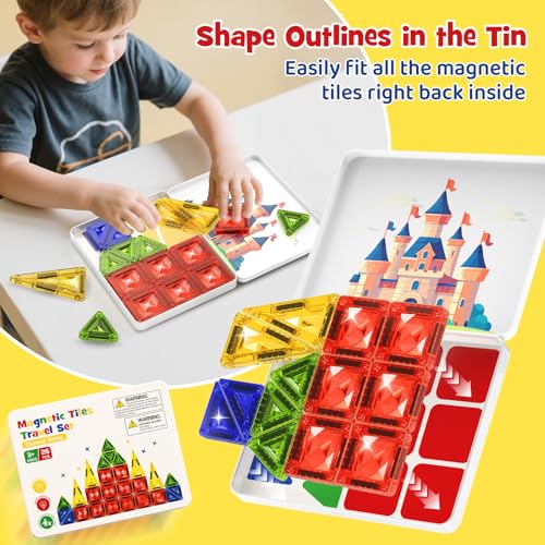 WMXDU Mini Magnetic Tiles Kit: 30-Second Cleanup, 0 Lost Parts | Tin Case Becomes Play Surface 26-Piece Princess Set for Girls 3-8 Wherever the Day Takes You - style: 26pcs-White