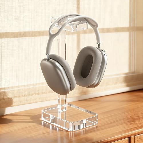 Headphone Stand Headset Holder for Desk, Solid Christal-Clear Acrylic with Stable Base Earphone Hanger for Gaming Room Office Accessories - color: Clear