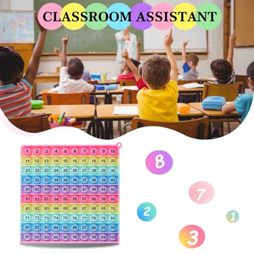 Math operations1-100 Number Learning Pop Fidget Toy, Rainbow Colors, Large Square Math Educational Sensory Game - color: 1-100 Number Learning