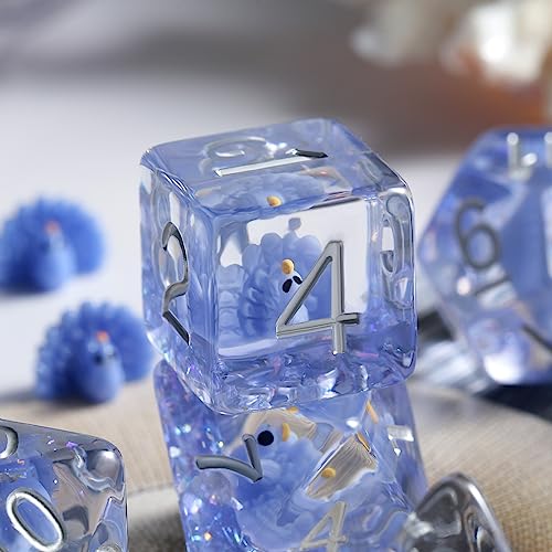 Peacock DND Dice, DNDND Resin Dice Set with Velvet Bag for Dungeons and Dragons D&D Role Playing Games and Tabletop Games（Peacock - color: Peacock
