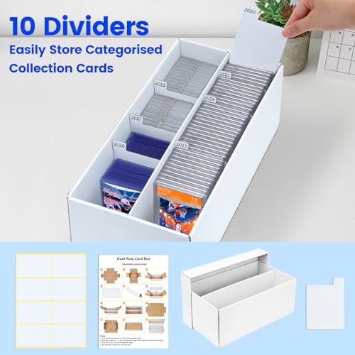 Pulchra 6 Pack Trading Graded Card Storage Box - 2 Rows Graded Card Case Holds 88 PSA Slab Cards, Graded Card, Cardboard Holder Organizer Boxes with Dividers for Sport Cards PSA/GMA/CSG/SGC/HGA/MTG - size: 6 Pack, style: 2 Row
