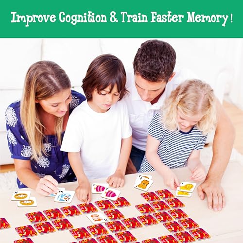 Hebayy 52 PCS Alphabet Memory Game, 26 Pairs Uppercase & Lowercase Letters Matching Game, Educational Early Learning Toy for Toddlers, Kindergarten, Kids 3+ - style: Alphabet