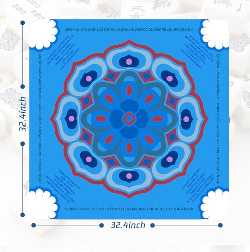 Waterproof Surface Mahjong Mat - Non-Slip Noise Reduction Gaming Mat 32.4x32.4 Inch for Mahjong/Poker/Board Games/Card Games/Dominoes (Bluish Violet)