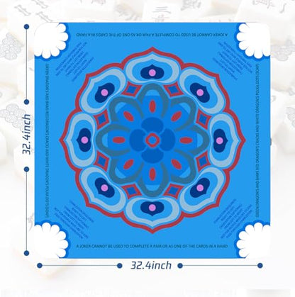 Waterproof Surface Mahjong Mat - Non-Slip Noise Reduction Gaming Mat 32.4x32.4 Inch for Mahjong/Poker/Board Games/Card Games/Dominoes (Bluish Violet)