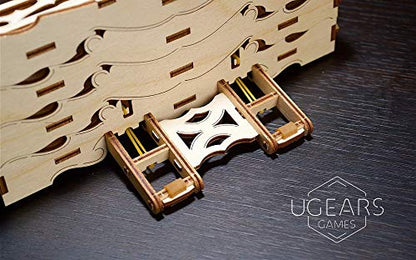 UGears 3D Puzzle for Board Games - Wooden Card Holder for 12 Sets of Playing Cards - Unique Mechanical Devices for Family Tabletop and Role-Playing Games - Wooden Construction Kits for Adults