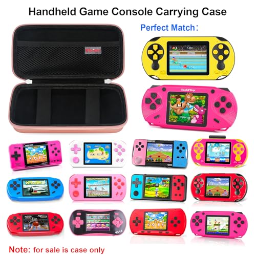 Elonbo Carrying Case for TEBIYOU/ WELLST·G/ TaddToy/ Beijue/ FAMILY POCKET/ CCTU/ X-JOYKIDS/ GREENCREEK/ Beico/ KAVOYI/ GuaiyeyeAP Handheld Game Console, Portable Electronic Gaming Player Bag, Gold - color: Rose Gold